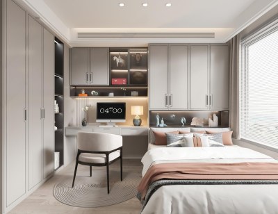 新中式榻榻米卧室3D模型下载